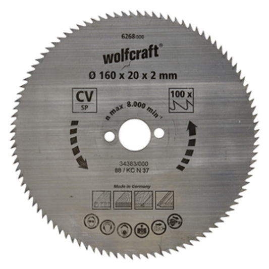 Wolfcraft - 1 Kreissägeblatt CV, 100 Zähne ø160mm - 6267000