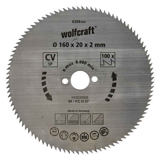 Wolfcraft - 1 Kreissägeblatt CV, 100 Zähne ø210mm - 6281000