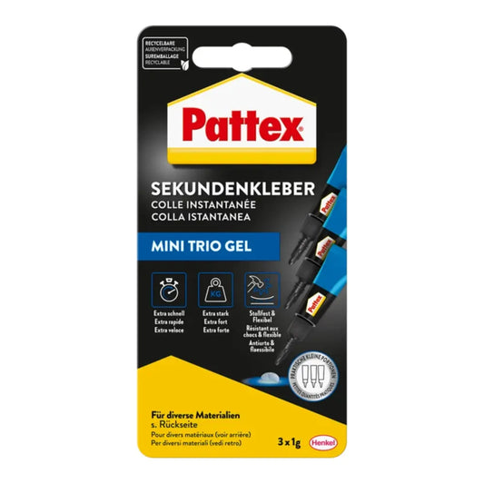 Henkel - PATTEX Sekundenkleber Mini Trio Gel 3 x 1 g - PSMG3