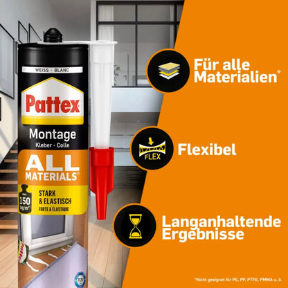 Henkel - Pattex Montage All Materials 450g Kartusche, weiss - PXA45