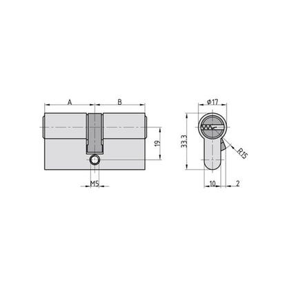 Basi - V55 Prof.Doppelzylinder VS N+G 30/30, mattnickel, Code-Karte - VB5200-0000