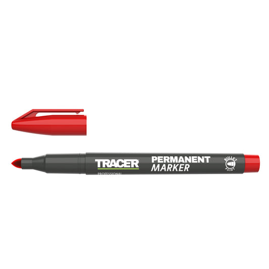 Tracer - Permanentbaumarker mit Feinspitze (1-2mm Universalmarker mit Rundspitze un schnell trocknender Tinte) - Rot - APM3
