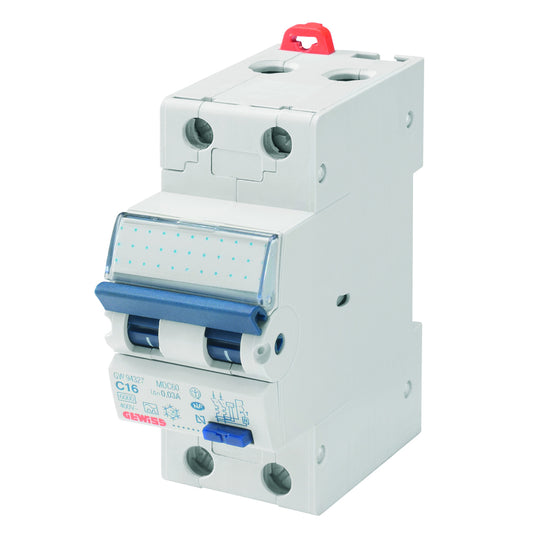 Gewiss -  Kompact Fehlerstrom-Leitungsschutzschalter (MDC 60 - 1P+N CHARAKTERISTIK B 16A TYP A Idn=0,03A - 2 TE) - GW95107
