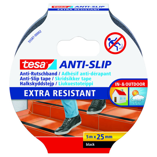 Tesa - Anti-Rutschband schwarz 5 m, 25 mm - 55587-00002-11