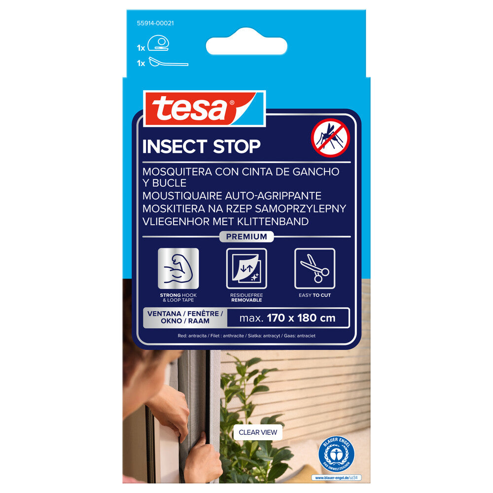 Tesa - tesa Fliegeng. Klett Comfort für Fenster anthr. 1,7 m:1,8 m - 55914-00021-00