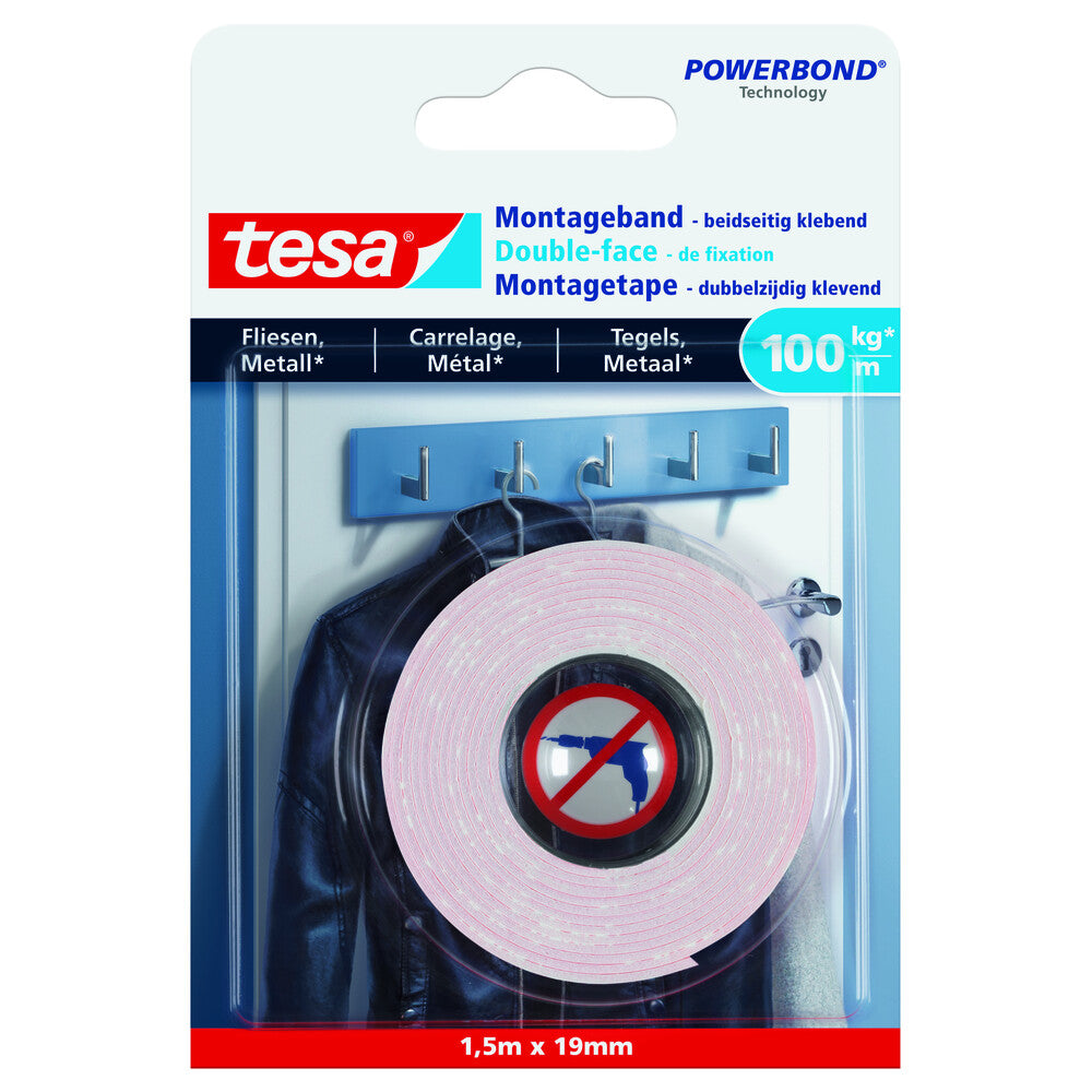 Tesa - Montageband Fliesen, Metall 100 kg - 77746-00000-01