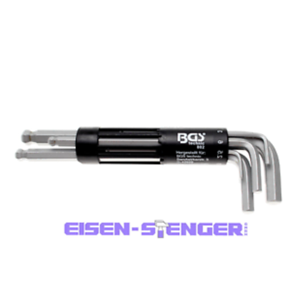BGS - Winkelschlüssel-Satz | lang | Innensechskant / Innensechskant mit Kugelkopf 2 - 10 mm | 8-tlg. - 802