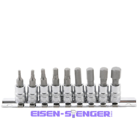 BGS - Bit-Einsatz-Satz | Antriebe Innenvierkant 6,3 mm (1/4") | Innensechskant 3/32" - 3/8" | Zollgrößen | 9-tlg. - 2749