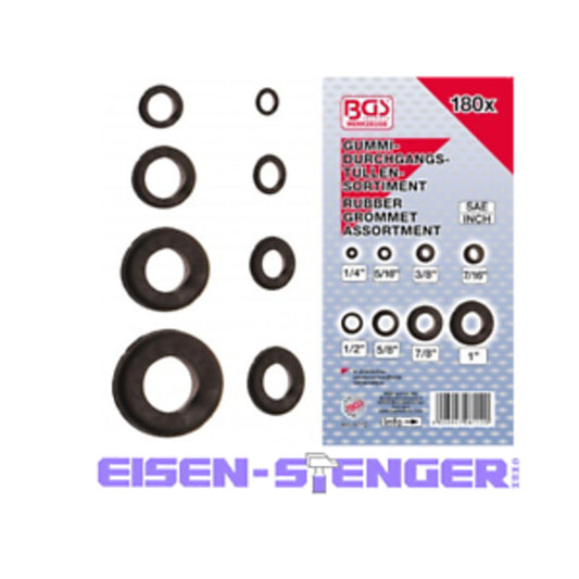 BGS - Gummi-Durchgangstüllen-Sortiment | Zoll | 180-tlg. - 8112