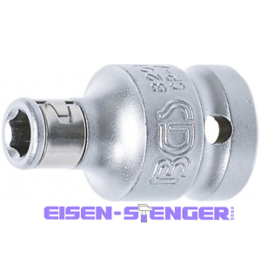 BGS - Bit-Adapter mit Haltekugel | Innenvierkant 12,5 mm (1/2") | Innensechskant 6,3 mm (1/4") - 8201