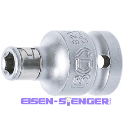BGS - Bit-Adapter mit Haltekugel | Innenvierkant 12,5 mm (1/2") | Innensechskant 6,3 mm (1/4") - 8201