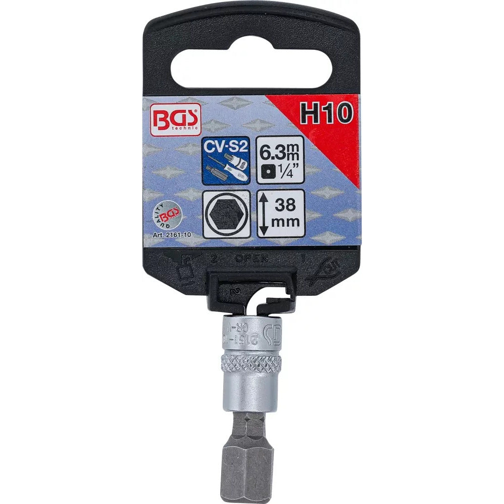 BGS - Bit-Einsatz | Antrieb Innenvierkant 6,3 mm (1/4") | Innensechskant 10 mm - 2161-10