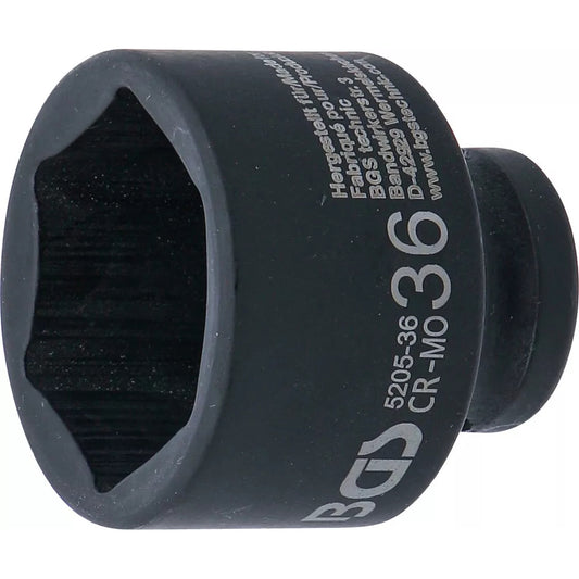 BGS - Kraft-Steckschlüssel-Einsatz Sechskant | Antrieb Innenvierkant 12,5 mm (1/2") | SW 36 mm - 5205-36
