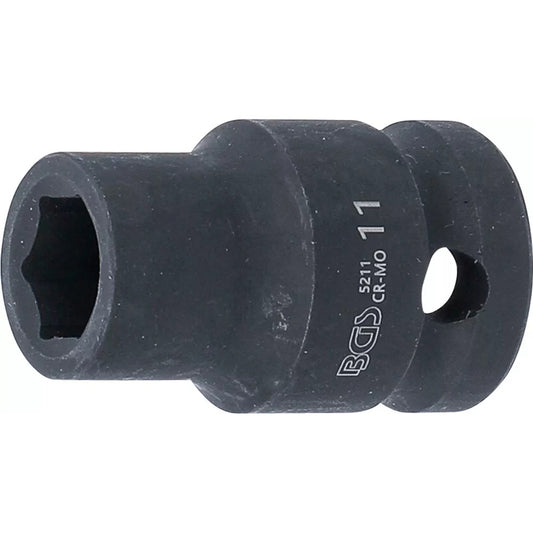 BGS - Kraft-Steckschlüssel-Einsatz Sechskant | Antrieb Innenvierkant 12,5 mm (1/2") | SW 11 mm - 5211