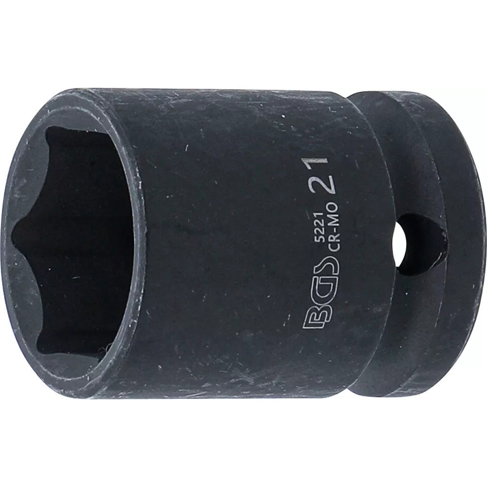 BGS - Kraft-Steckschlüssel-Einsatz Sechskant | Antrieb Innenvierkant 12,5 mm (1/2") | SW 21 mm - 5221