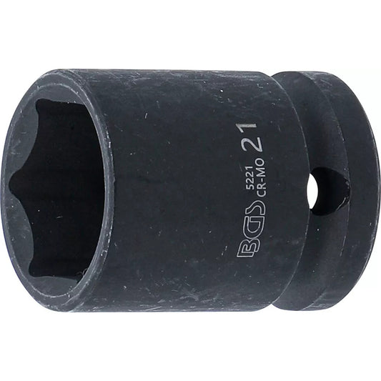 BGS - Kraft-Steckschlüssel-Einsatz Sechskant | Antrieb Innenvierkant 12,5 mm (1/2") | SW 21 mm - 5221