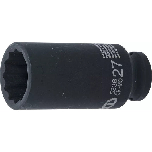 BGS - Kraft-Steckschlüssel-Einsatz Zwölfkant, tief | Antrieb Innenvierkant 12,5 mm (1/2") | SW 27 mm - 5336