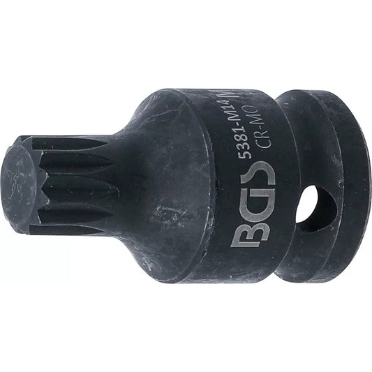 BGS - Kraft-Bit-Einsatz | Länge 43 mm | Antrieb Innenvierkant 12,5 mm (1/2") | Innenvielzahn (für XZN) M14 - 5381-M14