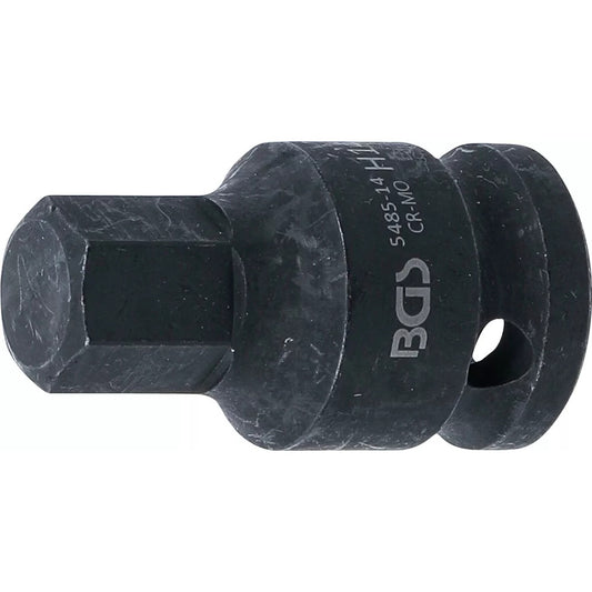 BGS - Kraft-Bit-Einsatz | Länge 42 mm | Antrieb Innenvierkant 12,5 mm (1/2") | Innensechskant 14 mm - 5485-14