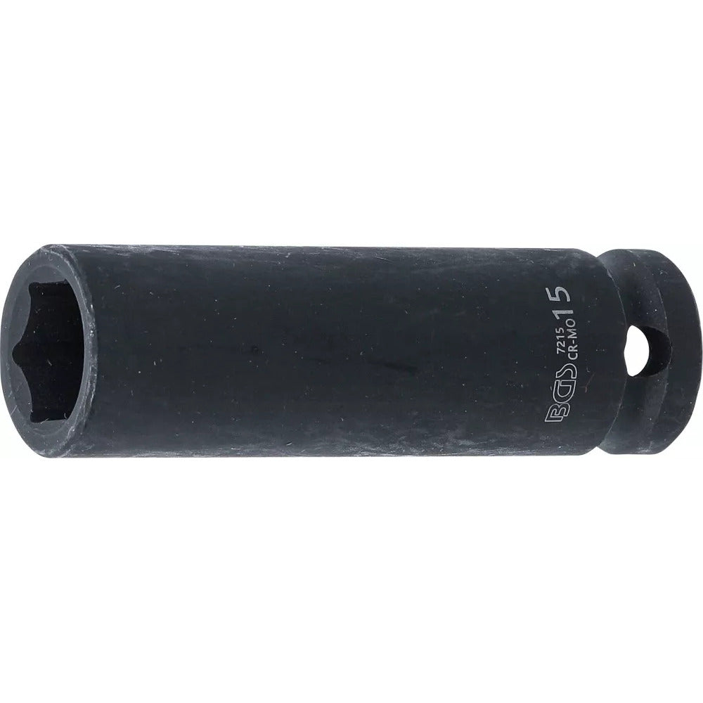 BGS - Kraft-Steckschlüssel-Einsatz Sechskant, tief | Antrieb Innenvierkant 12,5 mm (1/2") | SW 15 mm - 7215