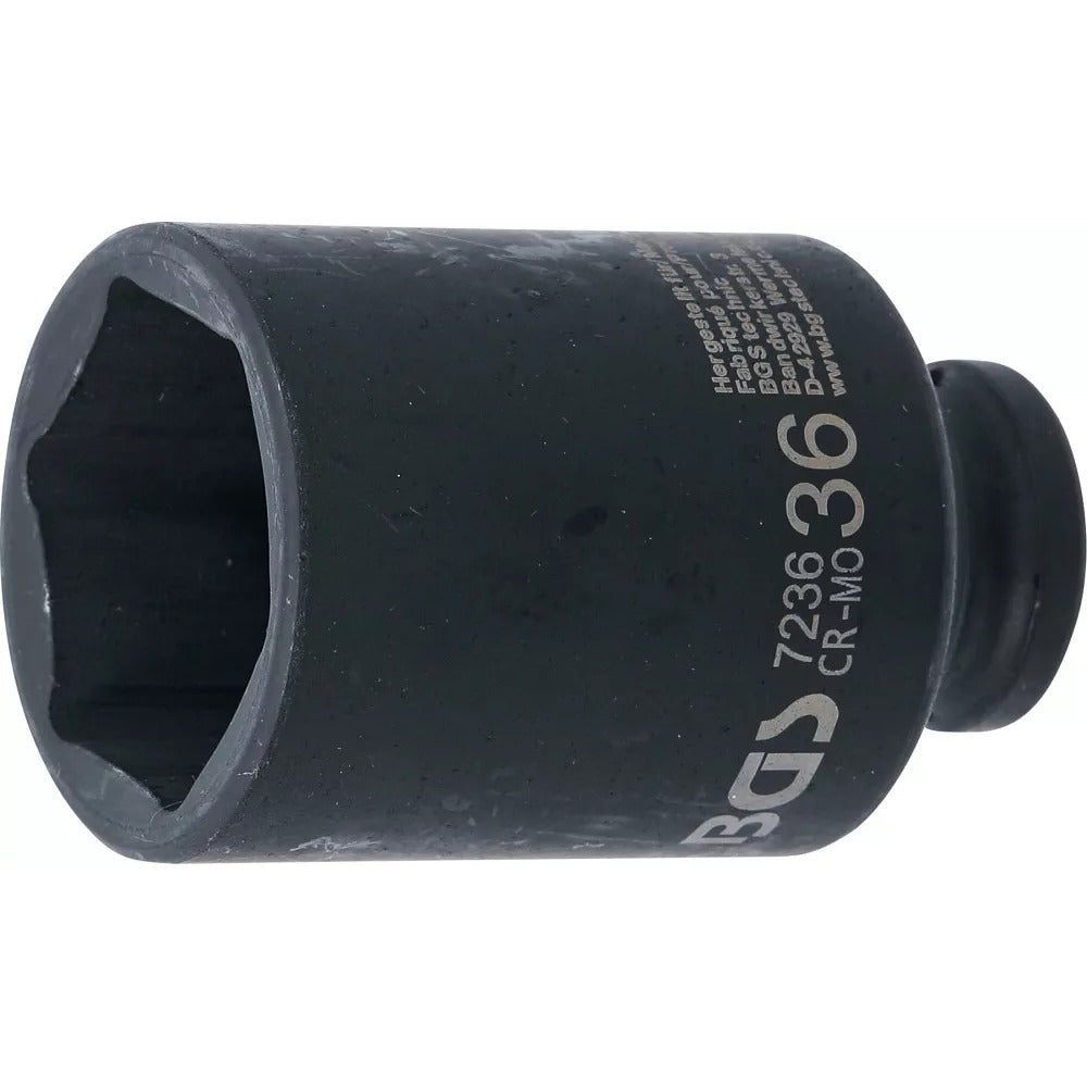 BGS - Kraft-Steckschlüssel-Einsatz Sechskant, tief | Antrieb Innenvierkant 12,5 mm (1/2") | SW 36 mm - 7236