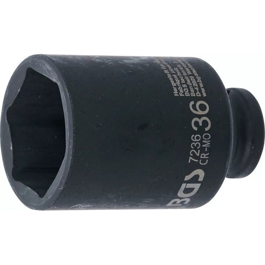 BGS - Kraft-Steckschlüssel-Einsatz Sechskant, tief | Antrieb Innenvierkant 12,5 mm (1/2") | SW 36 mm - 7236