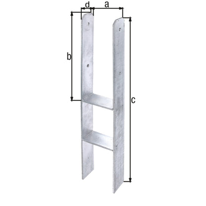 Alberts - H-Pfostenträger lichte Breite 141 mm | Gesamthöhe 800 mm | Materialstärke 8 mm