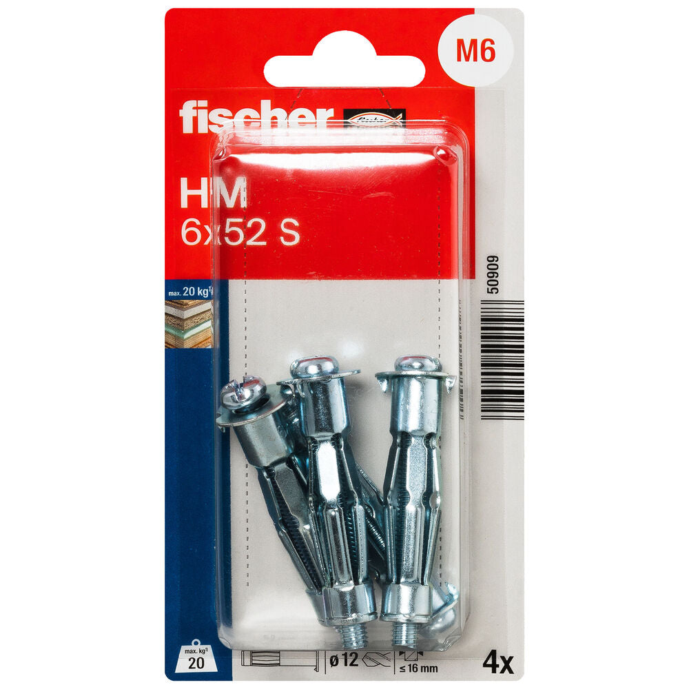 Fischer - Hohlraum-Metalldübel HM 6 x 52 S mit metrischer Schraube - 50909