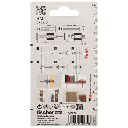 Fischer - Hohlraum-Metalldübel HM 6 x 52 S mit metrischer Schraube - 50909